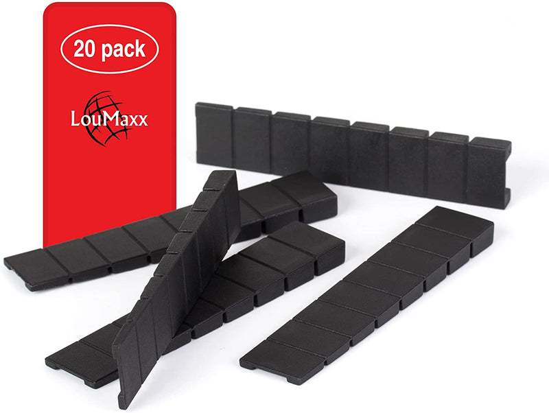 LouMaxx Möbelkeile 10er Set | Unterlegkeile 8 x 20 x 100 mm in Schwarz | Keile Kunststoff mit integrierten Sollbruchstellen…