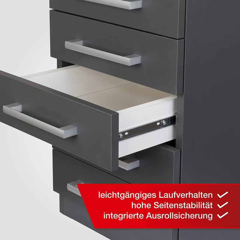 LouMaxx Kugelauszug 2er Set Schubladenschienen 27 mm Nut | 300-400mm Schienen Schublade | Schubladen Schienensystem mit Teilauszug