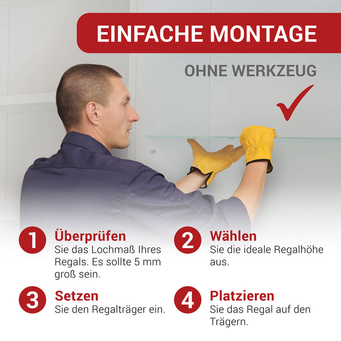 LouMaxx Regalbodenträger 5mm für Glasböden – 20er Set Vernickelte Regalstifte 5mm mit Gummierung – Langlebige Bodenträger 5mm für stabile Regalbrett Halterung in Schränken