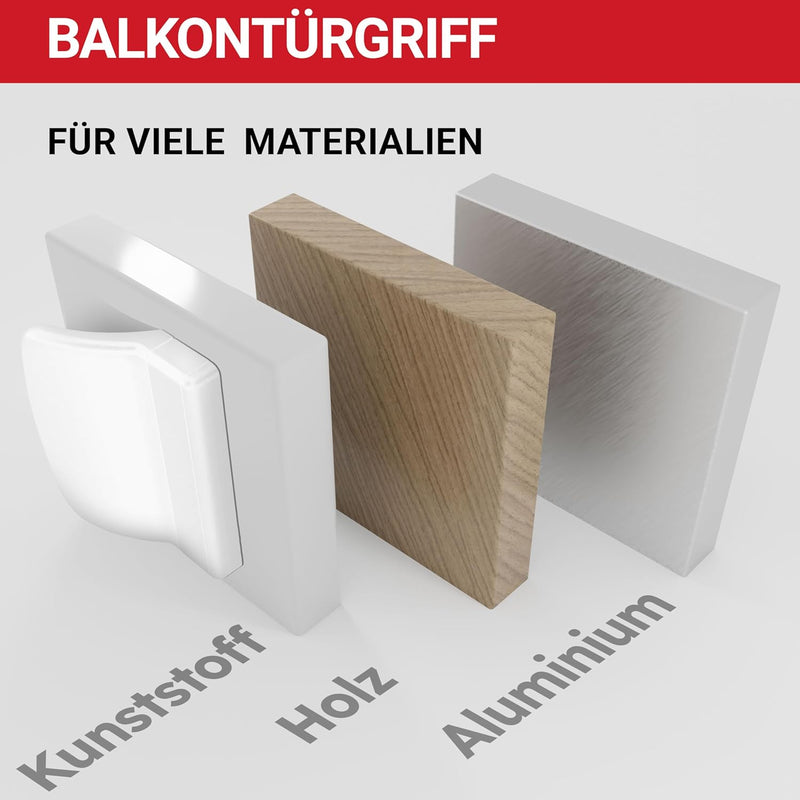 Balkontürgriff außen weiß, flach - 2er-Set mit Schraubenabdeckung