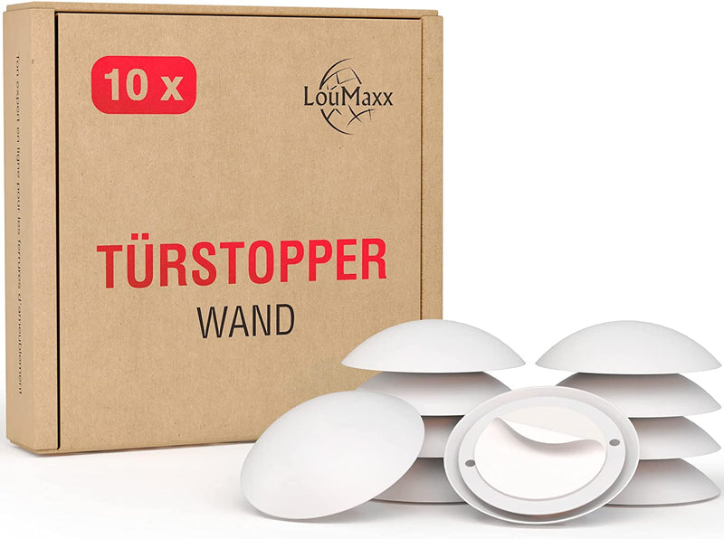 LouMaxx Türstopper Wand selbstklebend oder zum Schrauben Ø 40 mm - 10er Set weiße Wandstopper selbstklebend - Türpuffer Wand