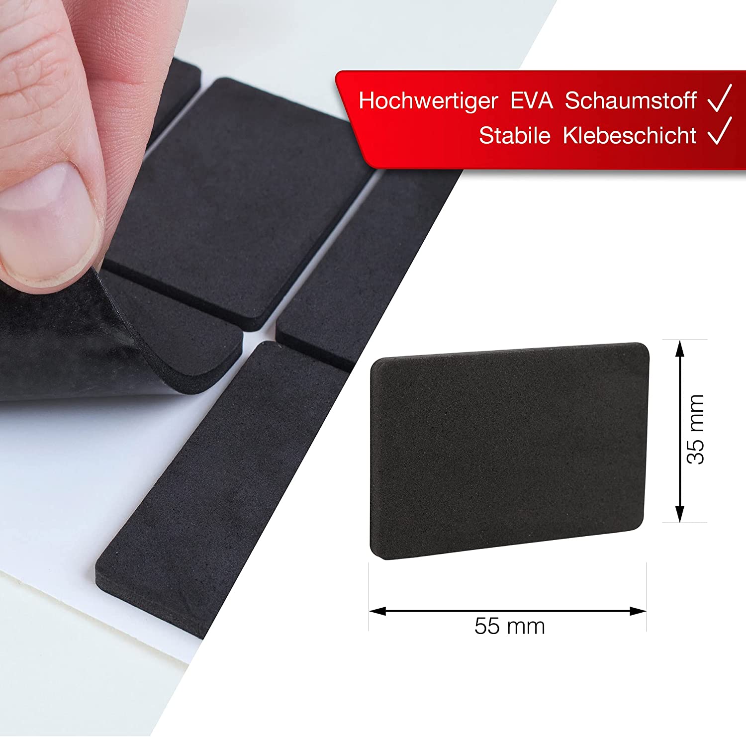 LouMaxx Antirutsch Pads selbstklebend | 24 x Anti Rutsch Möbelstopper schwarz, 35 x 55 mm | rutschhemmend mit extra starkem Halt