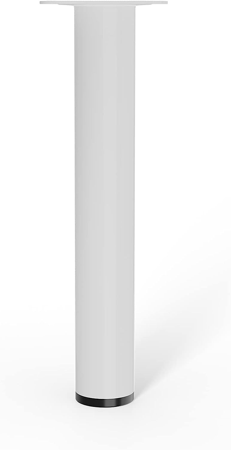 LouMaxx Tischbeine Metall rund – Stahlrohrfüße Ø 30 mm x 100mm inkl. Schrauben – Tischbeine weiß mit Anschraubplatte – Hochwertige Tischfüße für individuelle DIY-Möbel – 4er Set in Weiß