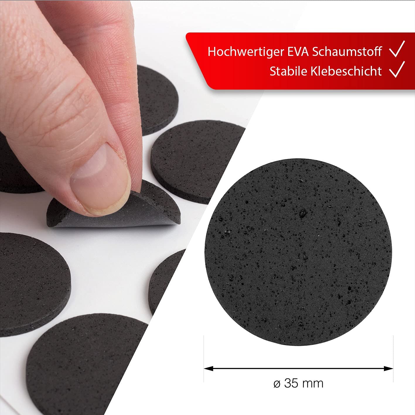 LouMaxx Antirutsch Pads selbstklebend | 36 x Anti Rutsch Möbelstopper schwarz, rund Ø 35 mm | rutschhemmend mit extra starkem Halt