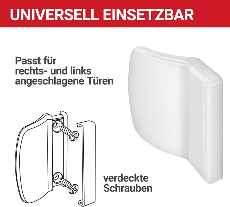Balkontürgriff außen weiß, flach - 2er-Set mit Schraubenabdeckung
