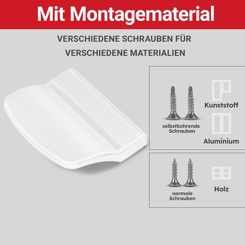 Balkontürgriff außen weiß, flach - 2er-Set mit Schraubenabdeckung