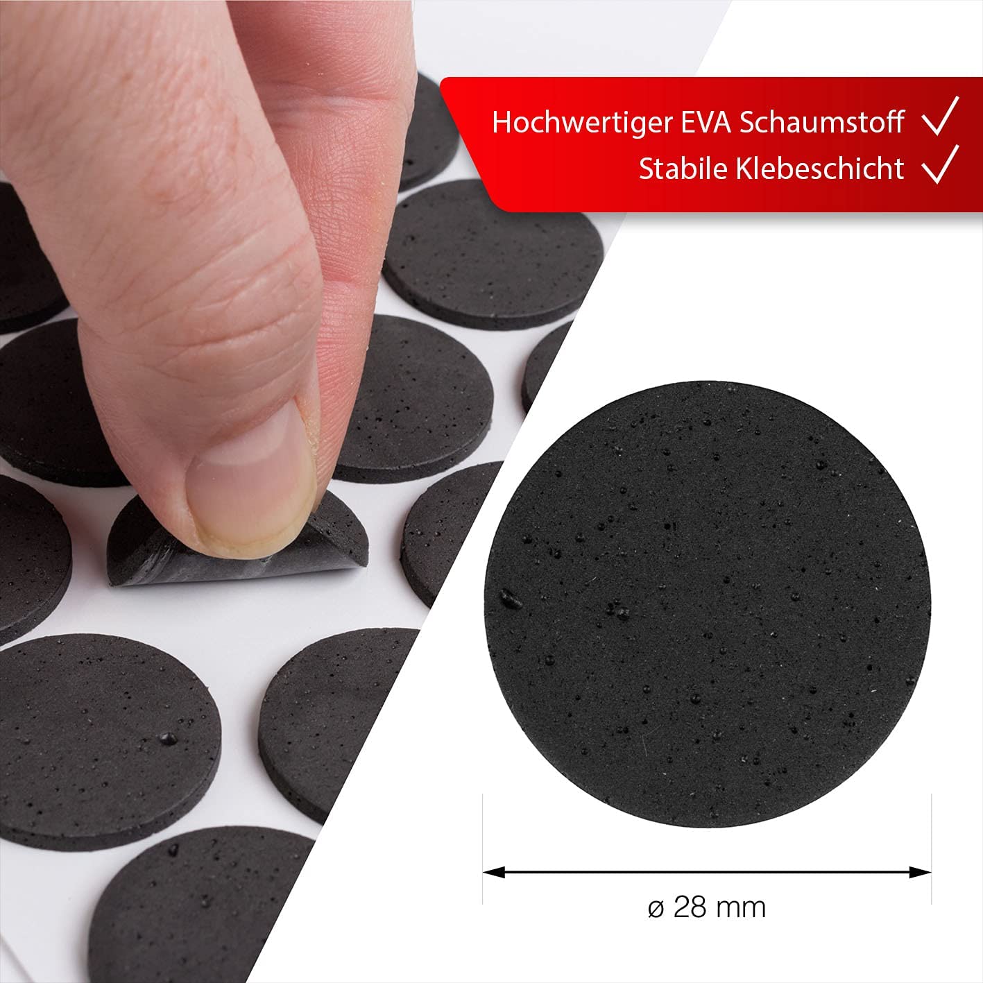 LouMaxx Antirutsch Pads selbstklebend | 56 x Anti Rutsch Möbelstopper schwarz, rund Ø 28 mm | rutschhemmend mit extra starkem Halt