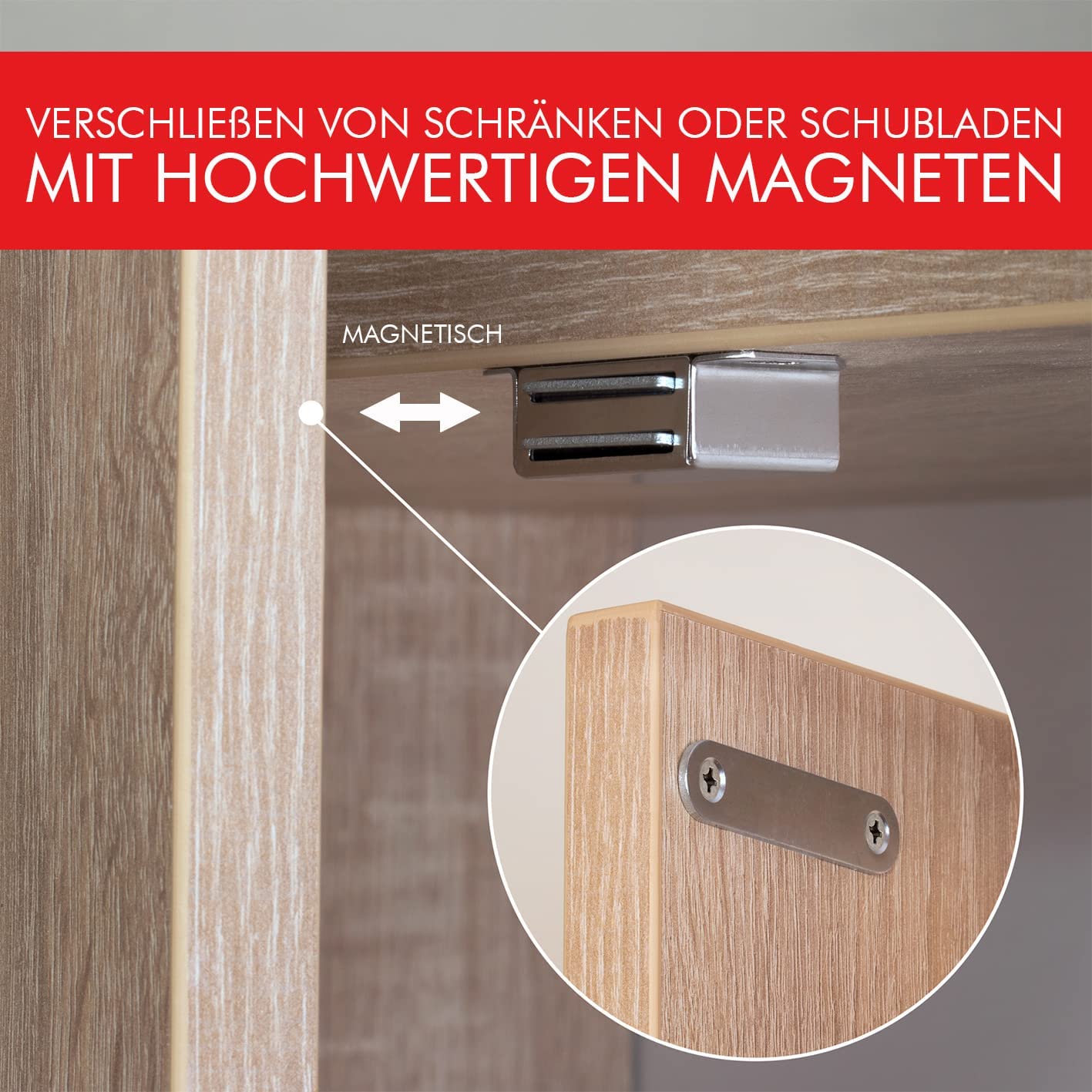 LouMaxx Magnetschnäpper stark - Haltekraft 4kg - 4er Set aus Edelstahl – Türmagnet - Schrankmagnet – Möbelmagnete