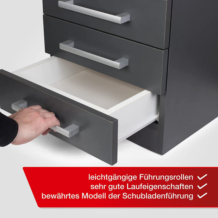 LouMaxx Rollschubführungen 350mm | 2er Set (1 Paar) Schubladenschienen weiß | Schubladen Schienensystem mit Teilauszug | Leichtgängige Schienen