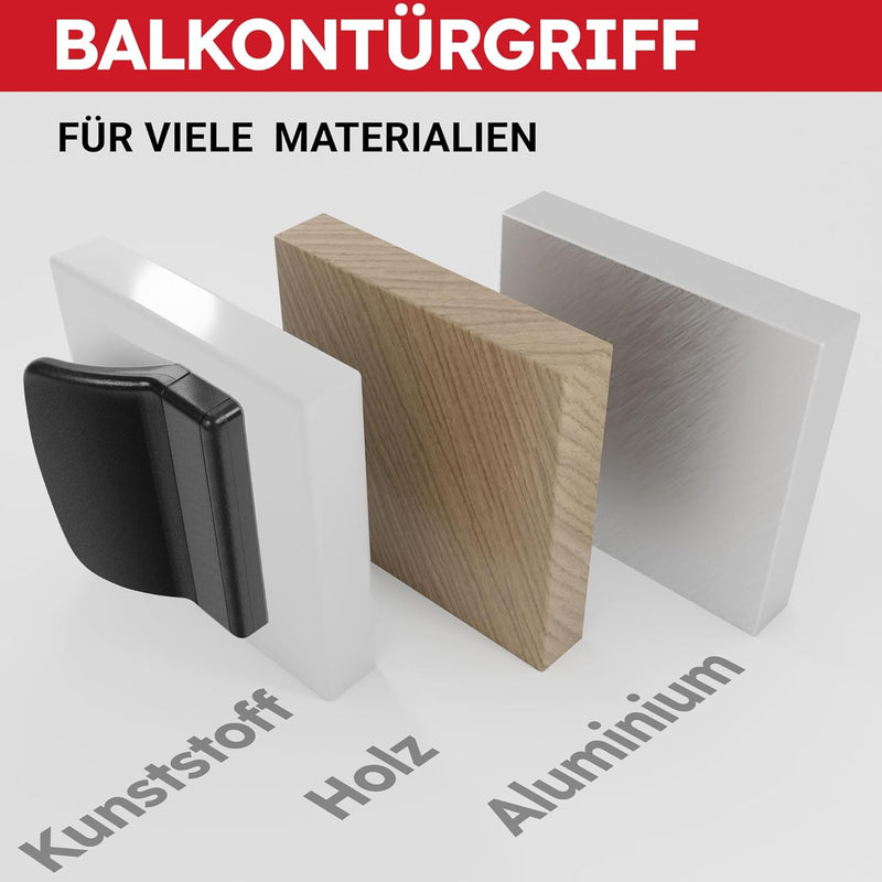 LouMaxx Balkontürgriff außen anthrazit für platzsparende Montage zwischen Tür und Rolladen. 2er Set Terrassentür Griff inkl. Schrauben, Ziehgriff mit Schraubenabdeckung