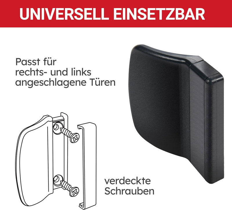 LouMaxx Balkontürgriff außen anthrazit für platzsparende Montage zwischen Tür und Rolladen. 2er Set Terrassentür Griff inkl. Schrauben, Ziehgriff mit Schraubenabdeckung
