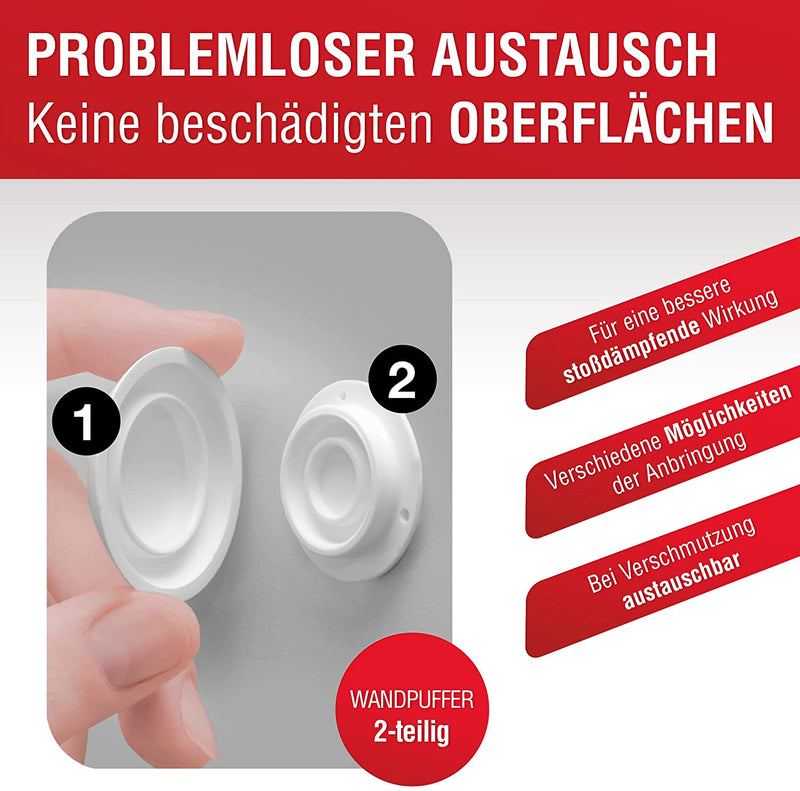 LouMaxx Türstopper Wand selbstklebend oder zum Schrauben Ø 40 mm - 10er Set weiße Wandstopper selbstklebend - Türpuffer Wand