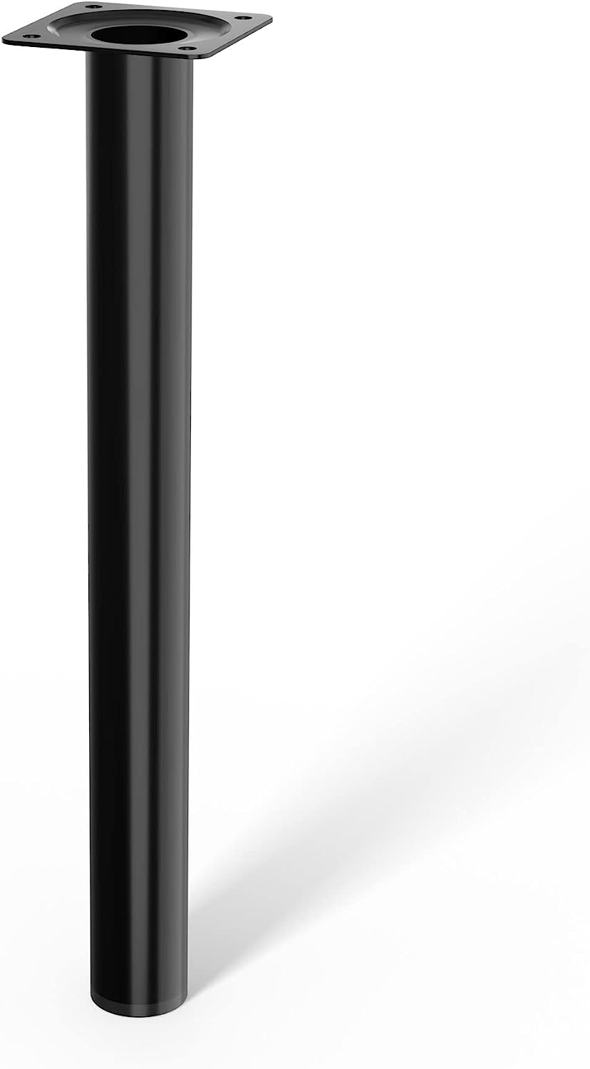 LouMaxx Tischbeine Metall rund – Stahlrohrfüße Ø 30 mm x 100mm inkl. Schrauben – Tischbeine schwarz mit Anschraubplatte – Hochwertige Tischfüße für individuelle DIY-Möbel – 4er Set in Schwarz