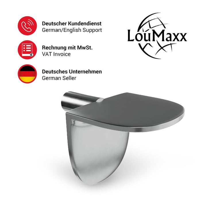 LouMaxx Winkelbodenträger Regalbodenträger 5mm - 40er Set Einlegebodenhalter Metall vernickelt - Einfach zu montierende Bodenträger für 5mm Lochbohrungen – Regalbodenhalter made in Europe