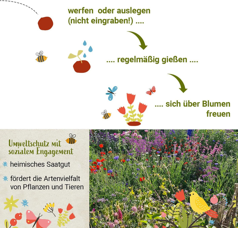 LouMaxx Set aus 10x3 handgemachten Saatbomben, Ostergeschenke Kleinigkeit, Blumensamen als Gastgeschenk, nachhaltige Samen Kinder Mitgebsel, ökologische Pflanzkugeln mit über 50 Arten Blumen & Kräutern