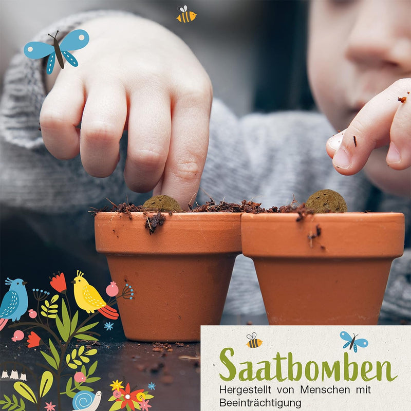 LouMaxx Set aus 10x3 handgemachten Saatbomben, Ostergeschenke Kleinigkeit, Blumensamen als Gastgeschenk, nachhaltige Samen Kinder Mitgebsel, ökologische Pflanzkugeln mit über 50 Arten Blumen & Kräutern