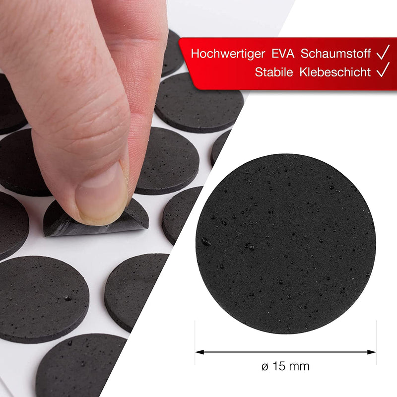 LouMaxx Antirutsch Pads selbstklebend | 144 x Anti Rutsch Möbelstopper schwarz, rund Ø 15 mm | rutschhemmend mit extra starkem Halt