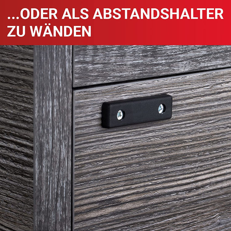 LouMaxx Möbelgleiter Kunststoff – Bodenabstandshalter 50 x 14 x 5 mm – Kunststoffgleiter zum Anschrauben im praktischen Mehrfachpack – 20er Set Mini Möbelfüße schwarz inkl. Schrauben