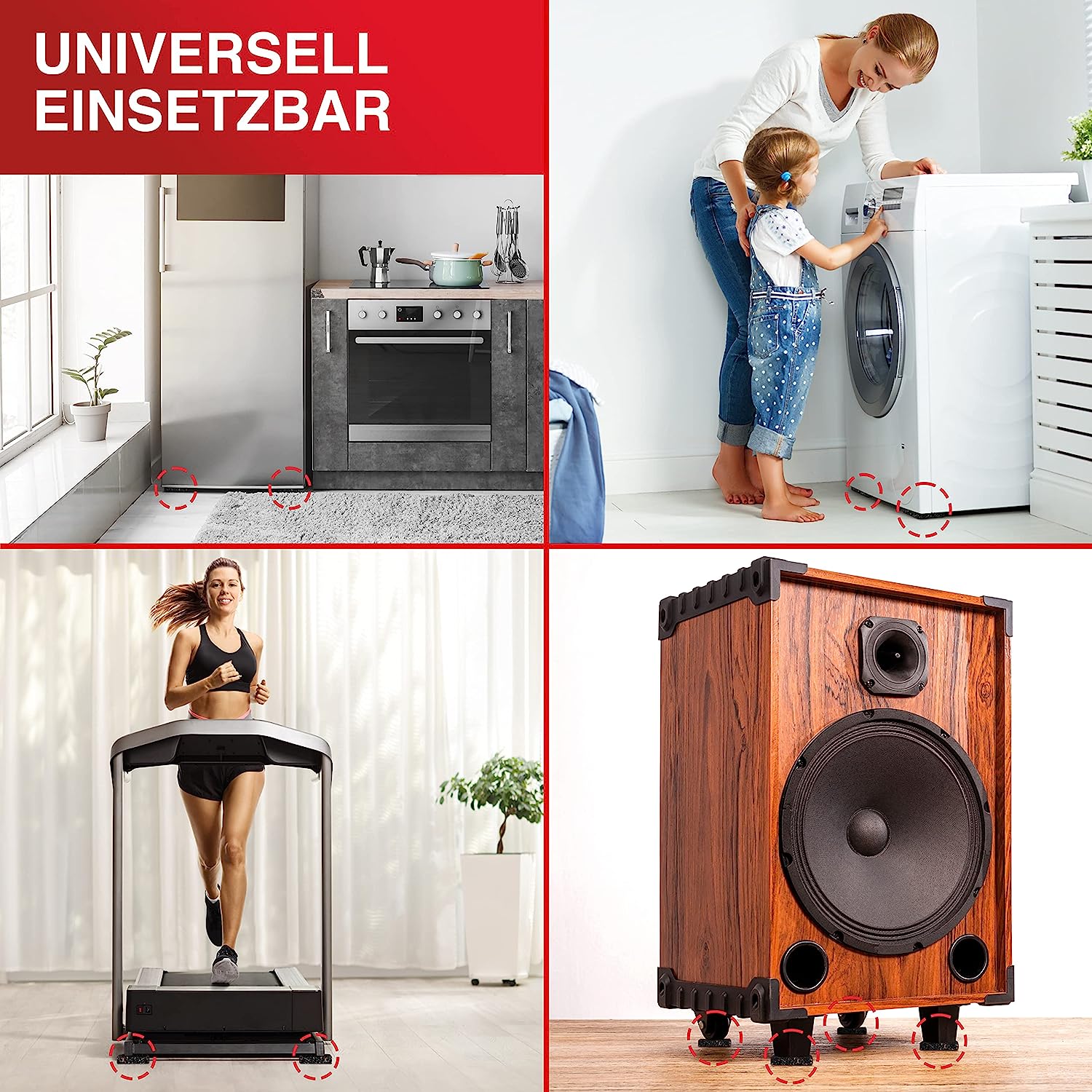 Kaufe 4PCS Universal-Geräuschreduzierende, stoßfeste Matte, Waschmaschinen-Fußmatte,  Universal-Waschmaschine, rutschfestes Rollenset, Möbelhebefuß