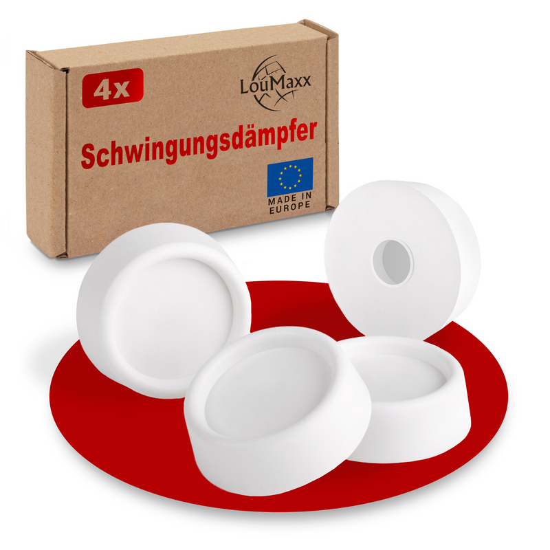 LouMaxx Schwingungsdämpfer Waschmaschine – 4er Set weiß Waschmaschinenunterlage – der universelle Vibrationsdämpfer