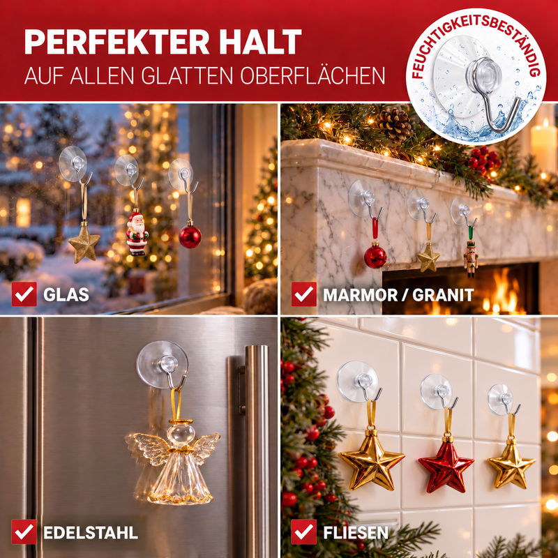 Saugnapf-Haken Ø 20 mm transparent - 20er-Set