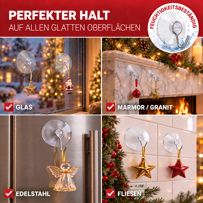 Saugnapf-Haken Ø 60 mm transparent - 10er-Set