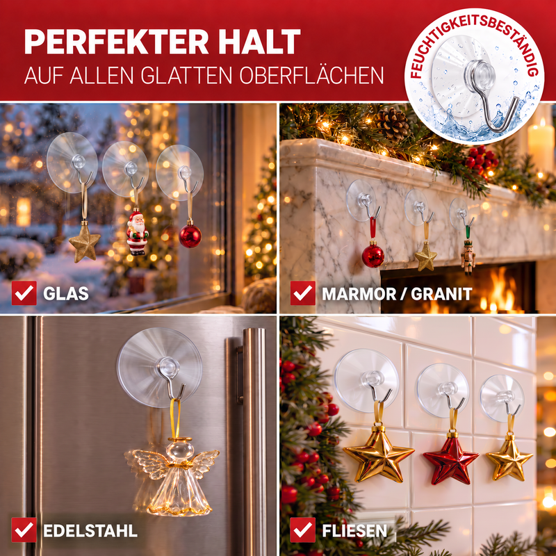 Saugnapf-Haken Ø 40 mm transparent - 10er-Set