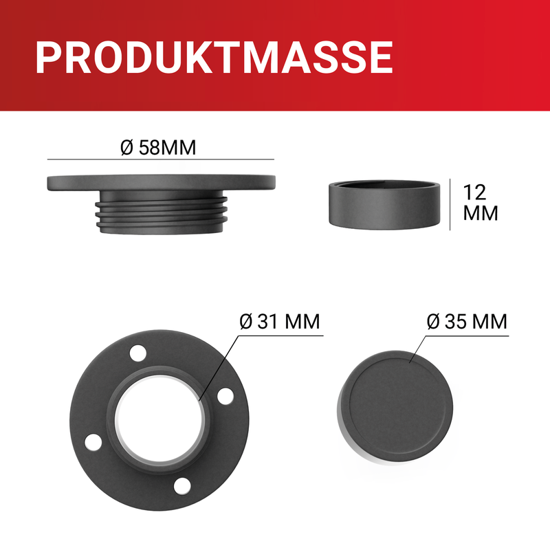 LouMaxx Möbelfüße höhenverstellbar – 4er Set Mini Schrank Füße aus robustem ABS-Kunststoff – Füße für Möbel mit Tragfähigkeit bis 200 kg – Stabile Schrank Erhöhung in Anthrazit inkl. Montagematerial