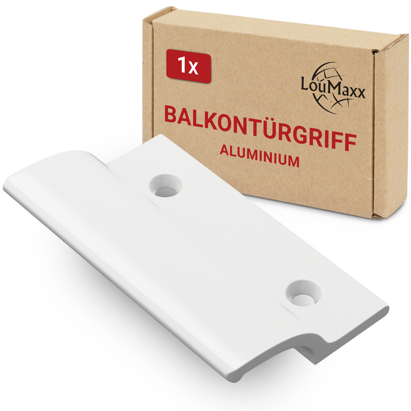 LouMaxx Balkontürgriff außen – Robuster Terrassentür Griff aus Aluminium - Wetterfester, langlebiger Türgriff Pulverbeschichtet in Weiß inkl. Montagematerial