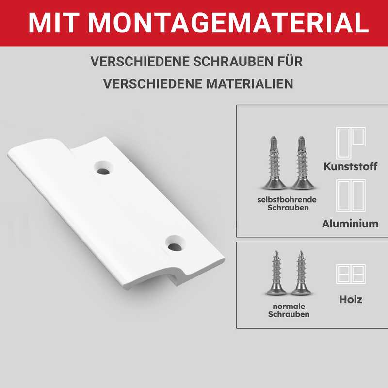 LouMaxx Balkontürgriff außen – Robuster Terrassentür Griff aus Aluminium - Wetterfester, langlebiger Türgriff Pulverbeschichtet in Weiß inkl. Montagematerial