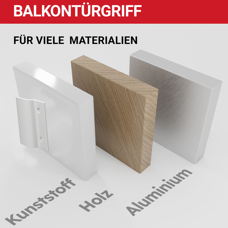 LouMaxx Balkontürgriff außen – Robuster Terrassentür Griff aus Aluminium - Wetterfester, langlebiger Türgriff Pulverbeschichtet in Weiß inkl. Montagematerial