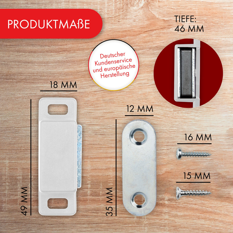 LouMaxx Magnetschnäpper stark - Haltekraft 4kg - 10er Set in weiß – Türmagnet - Magnetverschluss - Tür Magnet - Magnetverschluss Schrank - Magnet Türschließer - Magnet Schranktür