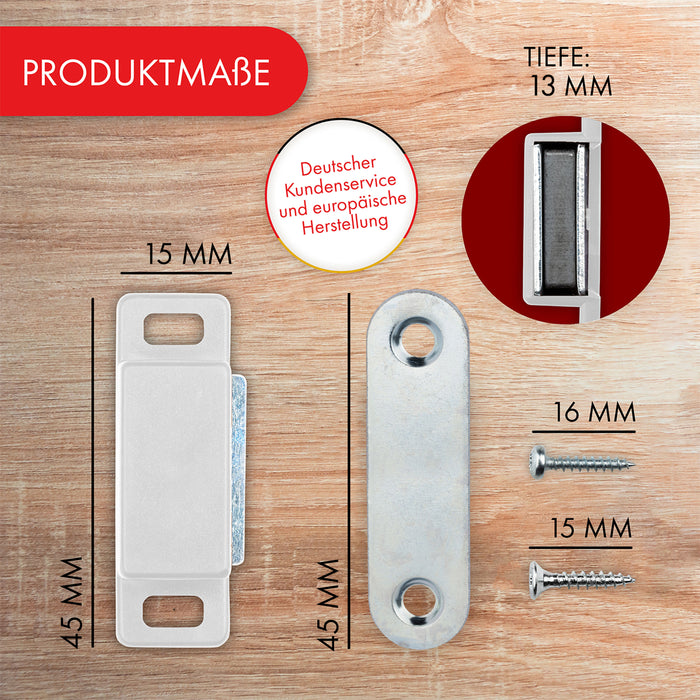 LouMaxx Magnetschnäpper stark - Haltekraft 4kg - 4er Set in weiß – Türmagnet - Magnetverschluss - Tür Magnet - Magnetverschluss Schrank