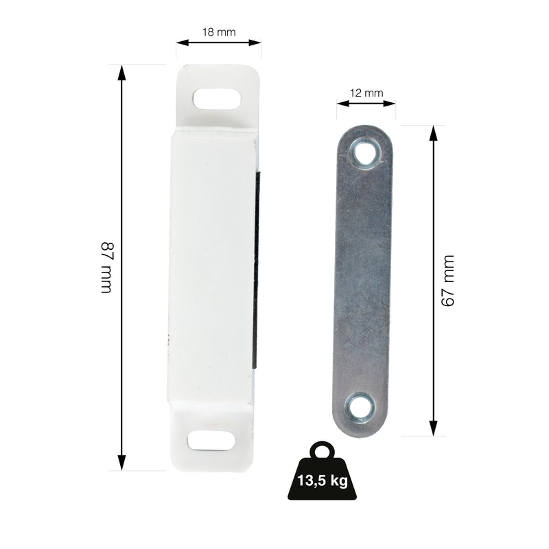 LouMaxx Magnetschnäpper extra stark - Haltekraft 13kg – 2er Set in weiß Magnetverschluss – Magnetschloss – Türmagnet