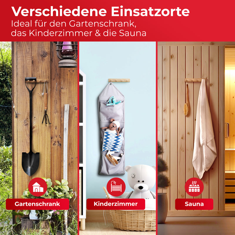 LouMaxx Hakenleiste Holz aus Kiefer mit 4 Holzhaken – Wandgarderobe Holz - Garderobe Kinder - Garderobe Holz - Kleiderhaken Holz zur Wandbefestigung