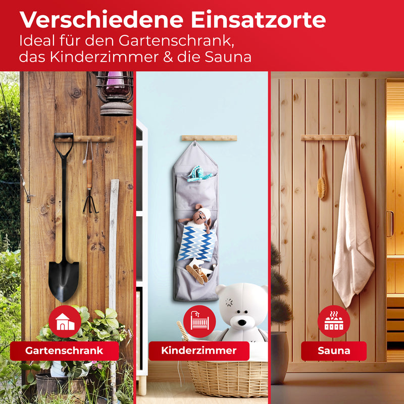 LouMaxx Hakenleiste Holz aus Kiefer mit 6 Holzhaken – Wandgarderobe Holz - Garderobe Kinder - Garderobe Holz - Kleiderhaken Holz zur Wandbefestigung