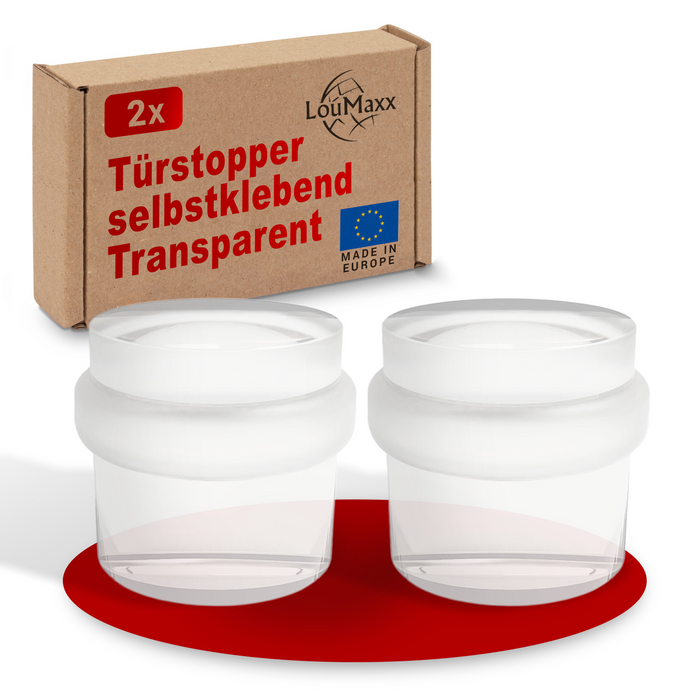 LouMaxx Türstopper Boden selbstklebend - 2er Set rund transparent zum kleben - Bodentürstopper für alle Hartböden geeignet