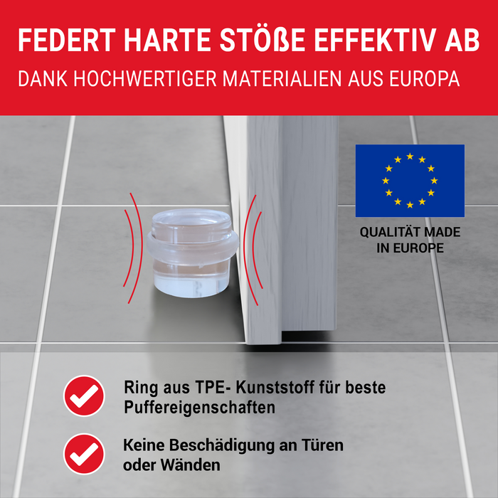 LouMaxx Türstopper Boden selbstklebend - 2er Set rund transparent zum kleben - Bodentürstopper für alle Hartböden geeignet