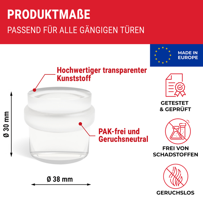 LouMaxx Türstopper Boden selbstklebend - 2er Set rund transparent zum kleben - Bodentürstopper für alle Hartböden geeignet