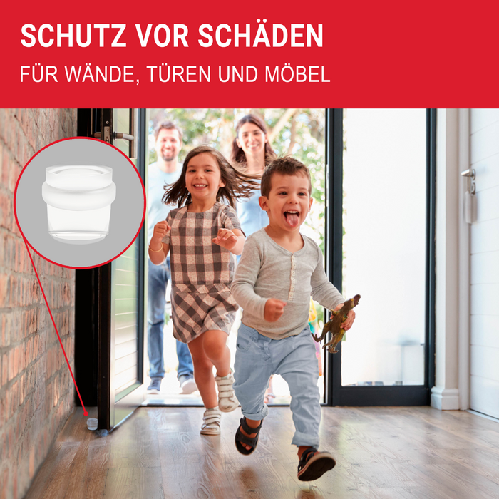 LouMaxx Türstopper Boden selbstklebend - 2er Set rund transparent zum kleben - Bodentürstopper für alle Hartböden geeignet