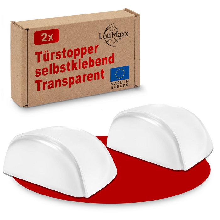 LouMaxx Türstopper Boden selbstklebend - 2er Set halbrund transparent zum kleben - Bodentürstopper für alle Hartböden geeignet