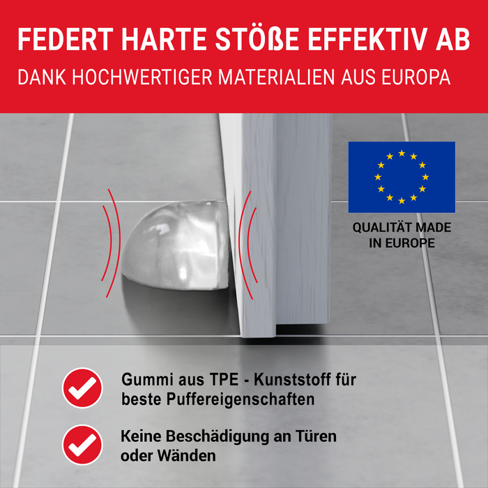 LouMaxx Türstopper Boden selbstklebend - 2er Set halbrund transparent zum kleben - Bodentürstopper für alle Hartböden geeignet