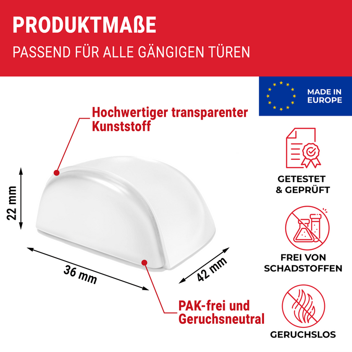 LouMaxx Türstopper Boden selbstklebend - 2er Set halbrund transparent zum kleben - Bodentürstopper für alle Hartböden geeignet
