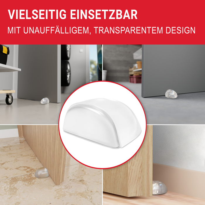 LouMaxx Türstopper Boden selbstklebend - 2er Set halbrund transparent zum kleben - Bodentürstopper für alle Hartböden geeignet