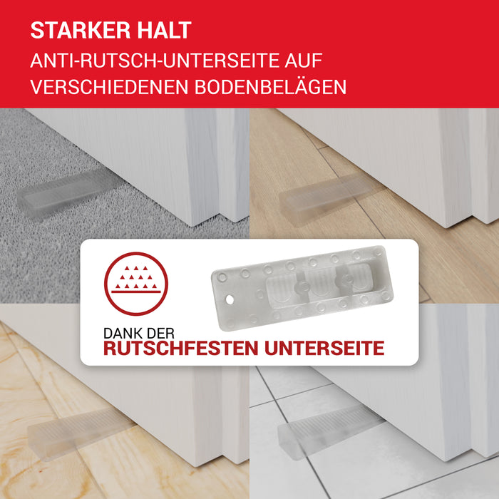 LouMaxx Türkeil - Türstopper Boden 3er Set, transparent - Türstopper Keil aus Gummi - Türstopper Gummi - Türkeil Gummi - Geruchsfreier Gummikeil