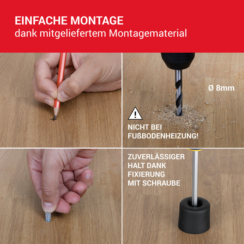LouMaxx Türstopper Boden Schrauben aus Gummi - 3er Set in schwarz - Türstopper Gummi - Türstopper Kunststoff - Türstopper Bodenmontage