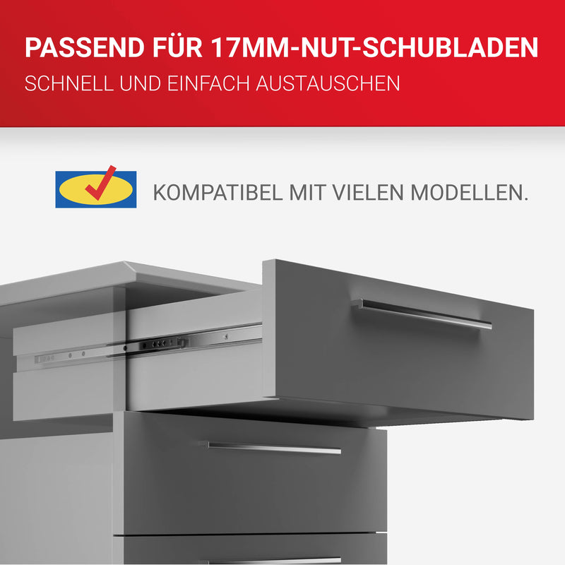 LouMaxx Kugelauszug 2er Set (1 Paar) Schubladenschienen 240 mm / 17mm Nut Schubladenauszug - Schienen für Schubladen - Schubladen Schienensystem