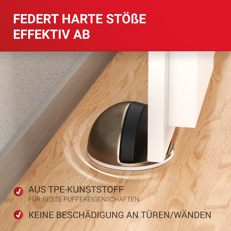 LouMaxx Türstopper Boden selbstklebend - 2er Set Tür Stopper Antik-Messing-Optik - Türstopper kleben - Bodentürstopper selbstklebend