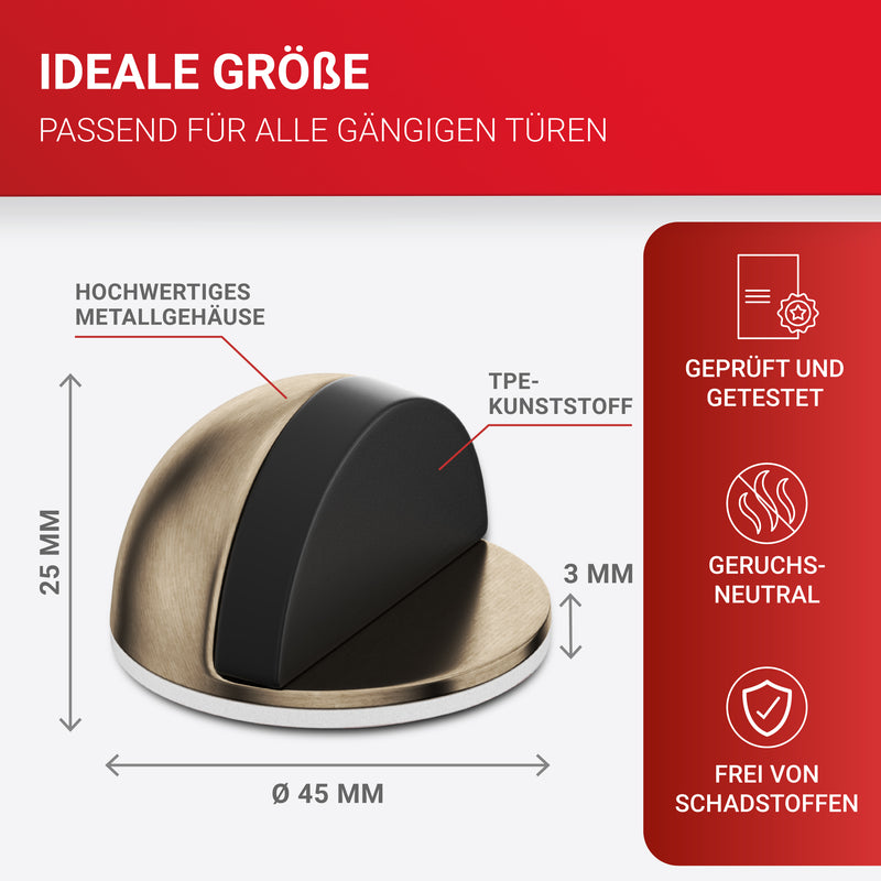 LouMaxx Türstopper Boden selbstklebend - 2er Set Tür Stopper Antik-Messing-Optik - Türstopper kleben - Bodentürstopper selbstklebend