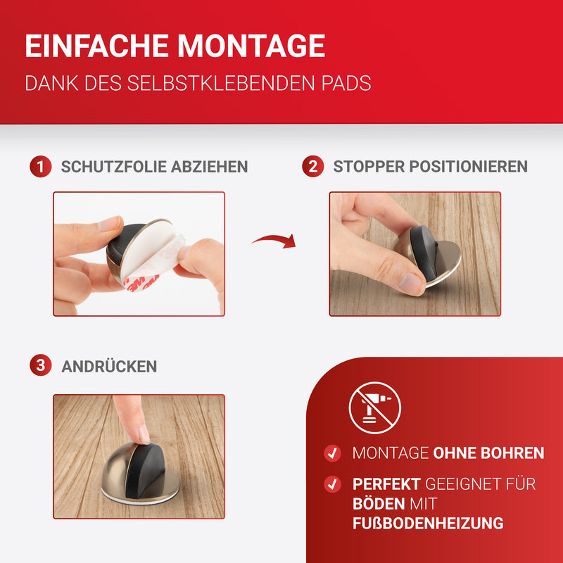 LouMaxx Türstopper Boden selbstklebend - 2er Set Tür Stopper Antik-Messing-Optik - Türstopper kleben - Bodentürstopper selbstklebend